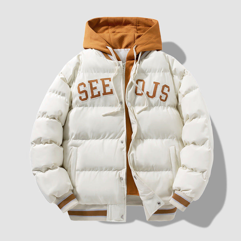 Manteau à capuche en coton pour homme et adolescent, veste chaude et solide avec fermeture éclair, style hiver