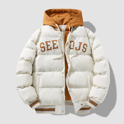 Manteau à capuche en coton pour homme et adolescent, veste chaude et solide avec fermeture éclair, style hiver