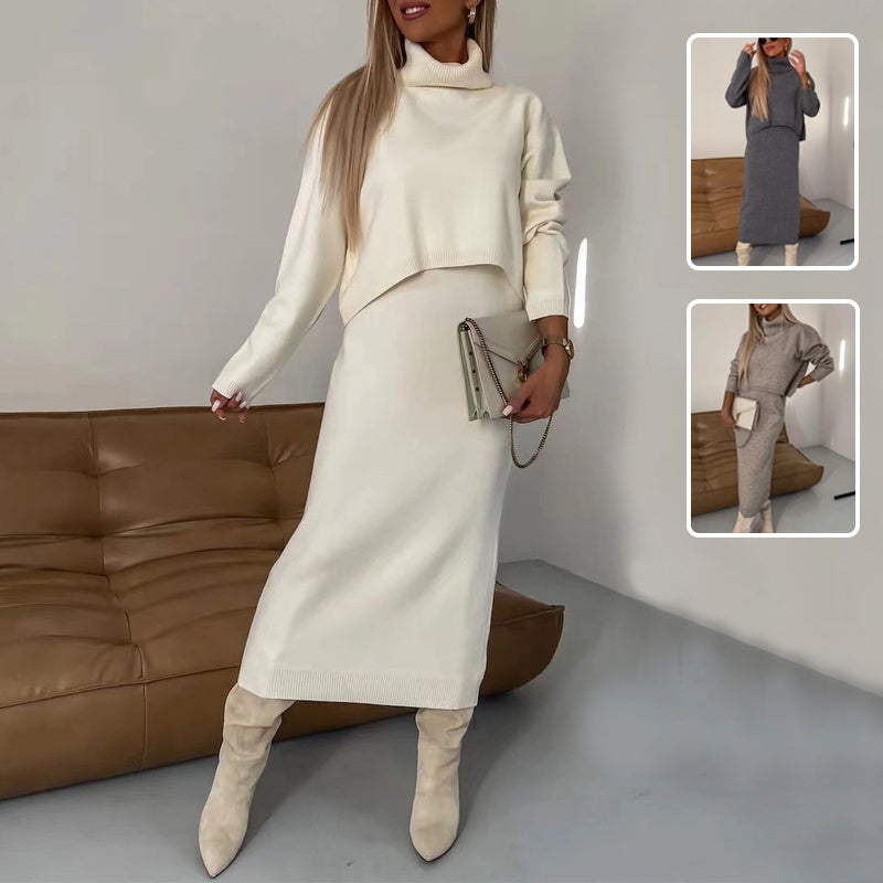 Ensemble 2 pièces pull-over à col roulé et robe longue sans manches pour femme, mode Fashion lire la description pour votre grandeur.