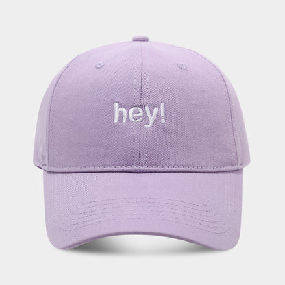 Creative Letters Hey Embroidery Soft Top Peak Cap