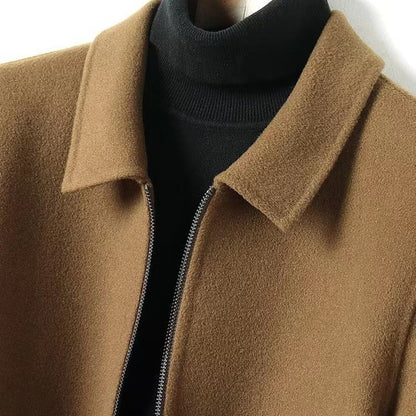Manteau pour homme, épais, double face, revers en laine, décontracté