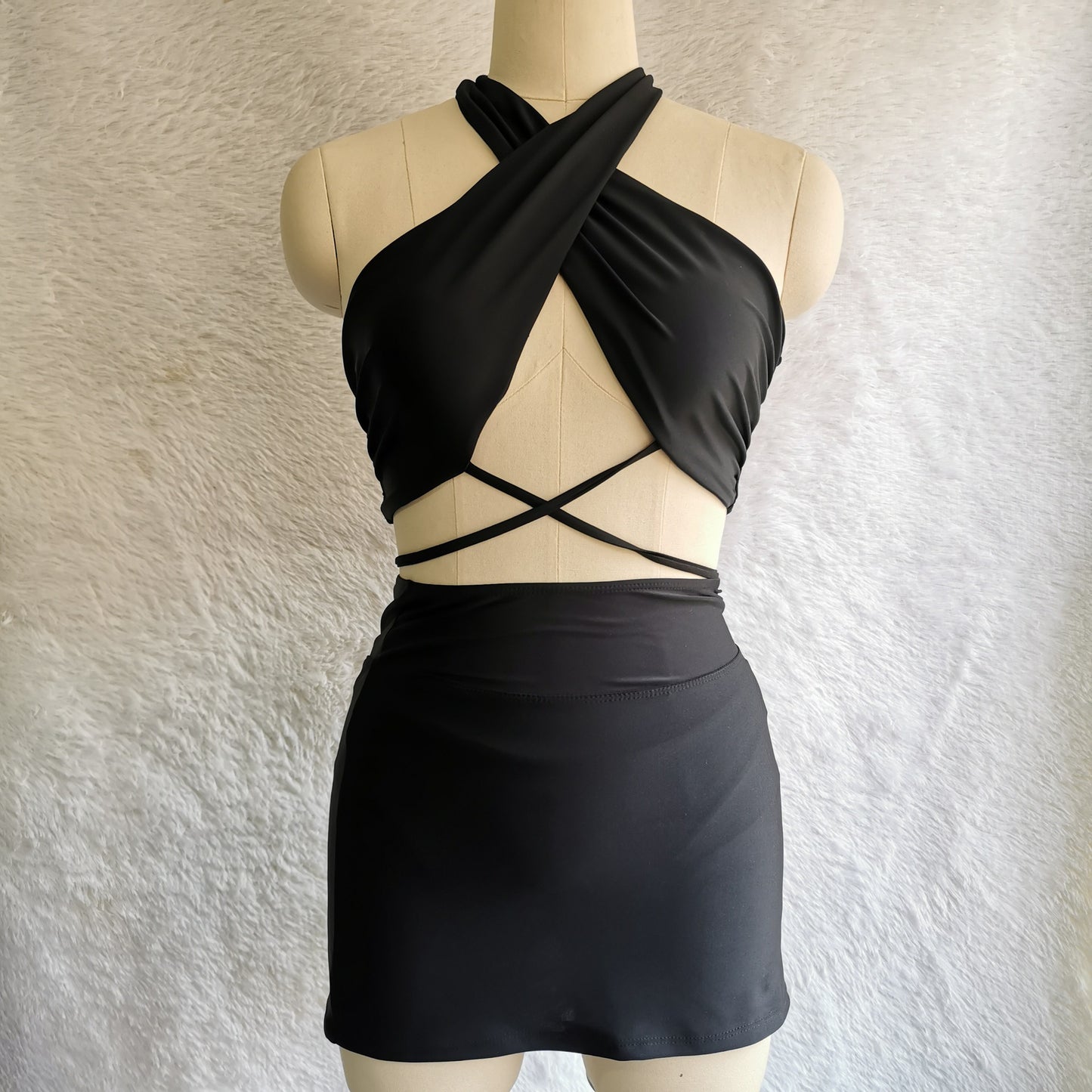 Women's European And American Solid Color Printed Swimsuit Bikini