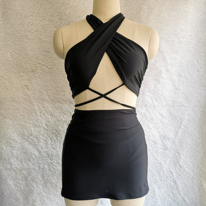 Women's European And American Solid Color Printed Swimsuit Bikini