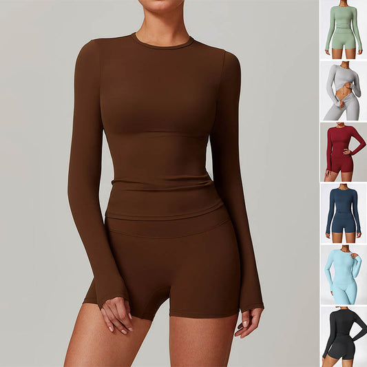 Pull slim à manches longues pour femme, vêtement de sport, de yoga, de fitness et de mode