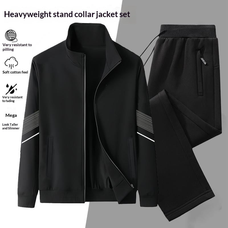 Casual Cardigan Hoodie Stand-up Collar Jacket And Pants Set