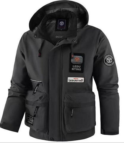 Mens Flight Suit Jacket Workwear Hooded Jacket