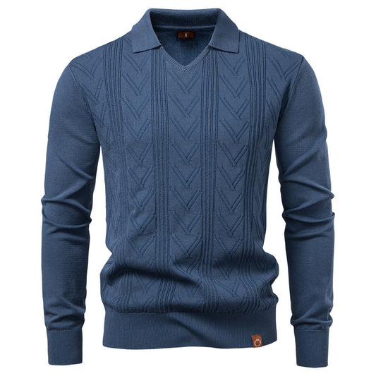 New Knitted Pullover Men's Jacquard V-neck Sweater