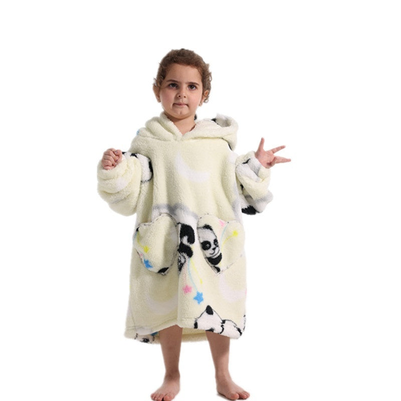Vêtements confortables en velours de coton résistants au froid pour garçons et filles, couverture à capuche épaisse grande taille, vêtements de nuit pour enfants