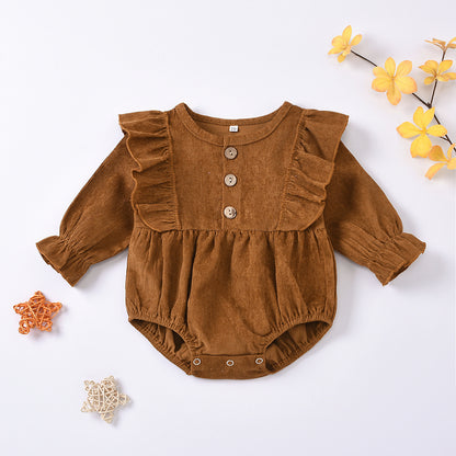 Corduroy Flying Sleeve Triangle Romper Spring And Autumn Romper
