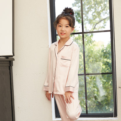 Pyjama d'été en soie à manches longues pour enfants, vêtements de détente fins, pour garçons et filles