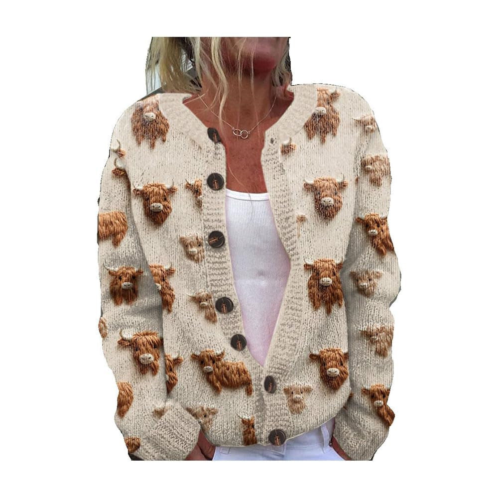 PROMO% Cardigan tricoté avec impression numérique 3D