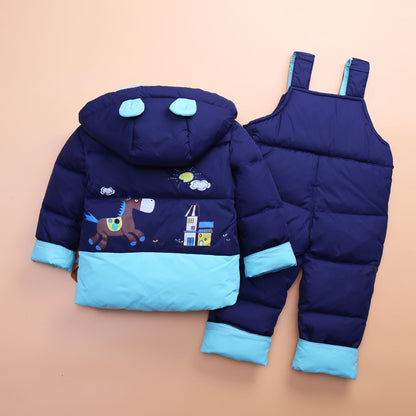 Ensemble veste épaisse décontractée en duvet pour enfants très mignon et chaud.
