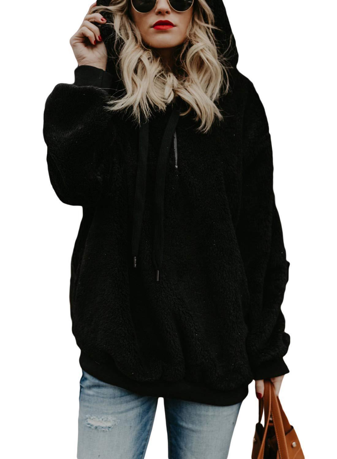 Pull à capuche à manches longues de couleur unie,chaud et confortable.