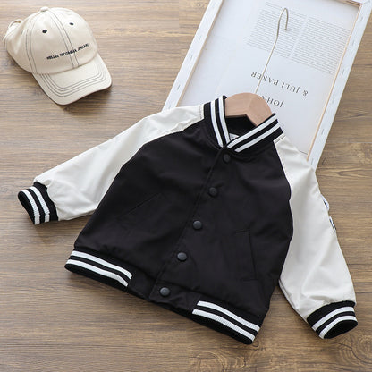 Nouveau manteau d'uniforme de baseball pour garçons, veste à col montant. Parfait pour l'automne.
