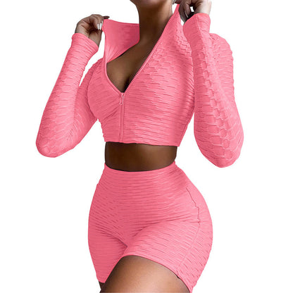 Survêtement de yoga pour femme, ensemble de vêtements de sport, de fitness, de contrôle du ventre, de levage des fesses, à manches longues