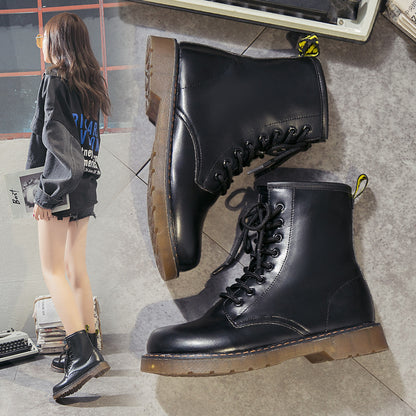Stylish Round-toe Lace-up Chunky-soled Womens Casual All-match Dr Martens-style Boots
