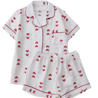 Pyjama 2 pièces cozy avec des petit coeur. Mode fashion