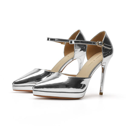 Pointed-toe Waterproof Platform Hollow 10 5cm Women's High Heels