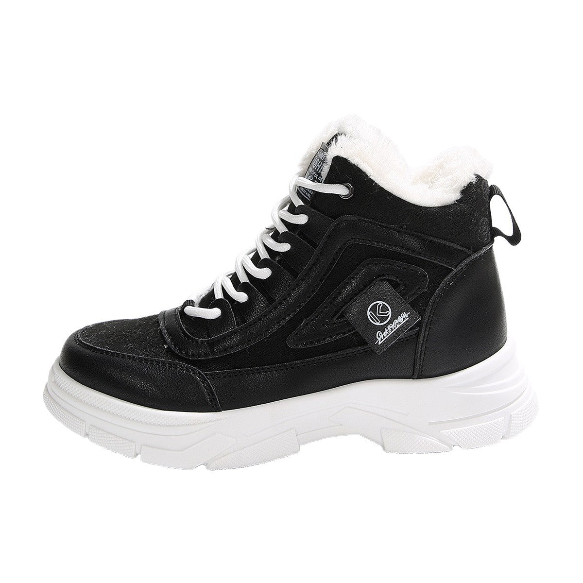 High-top Fleece-lined Dr Martens-style Winter Warm Cotton Shoes Thick-soled Versatile Snow Boots In Plus Sizes