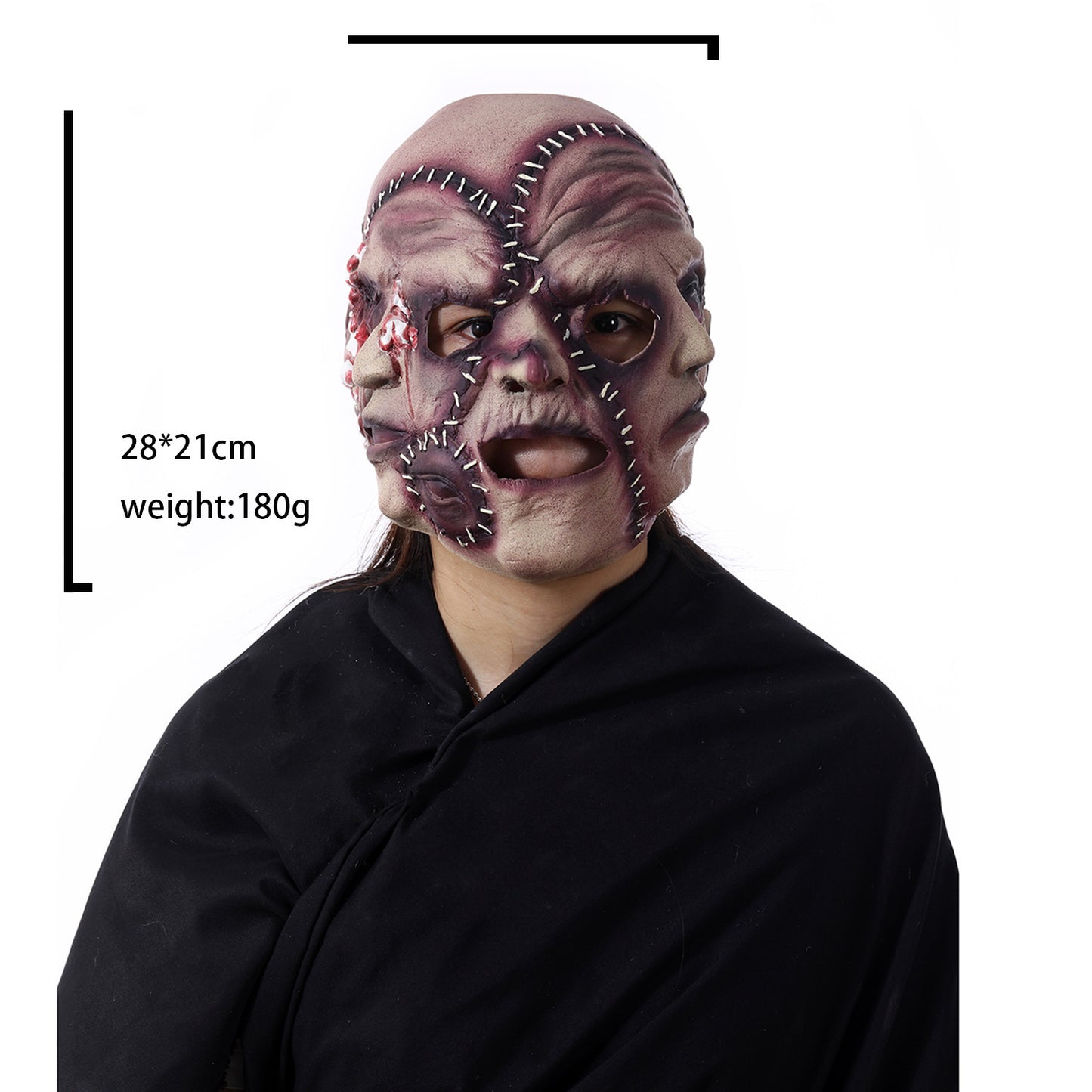 Masque d'horreur à trois faces pour Halloween, masque de cosplay