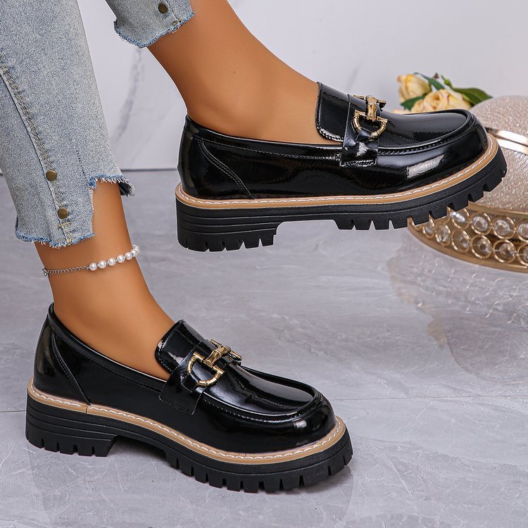 Souliers à plateforme à talons épais décontractés de couleur rétro assorti mode