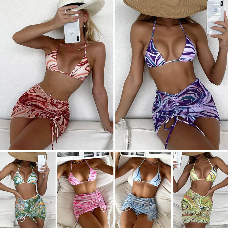 Bikini Split Swimwear Fashion Pattern Three-piece Set