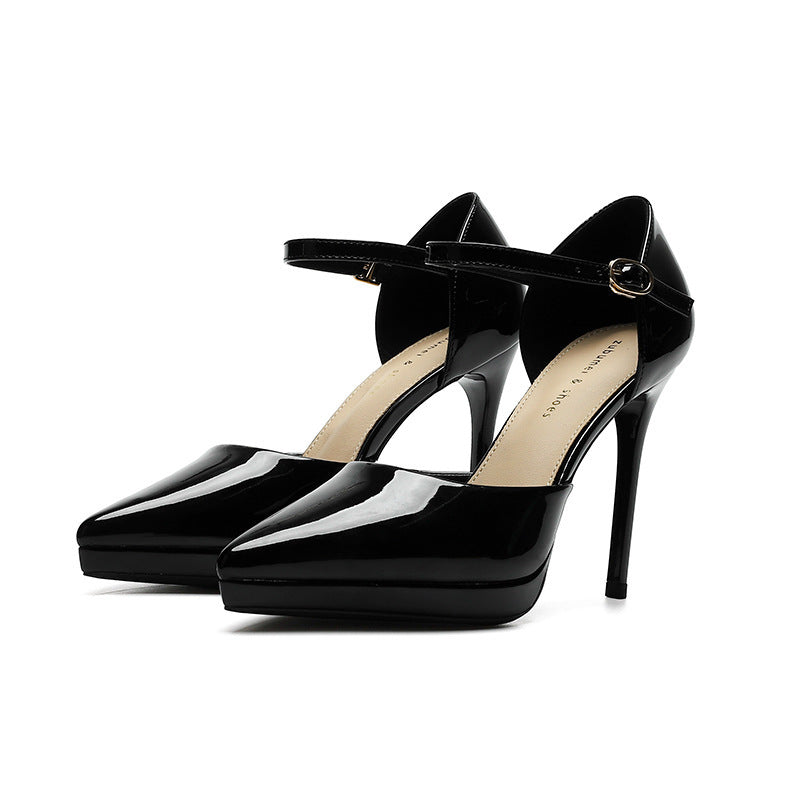 Pointed-toe Waterproof Platform Hollow 10 5cm Women's High Heels