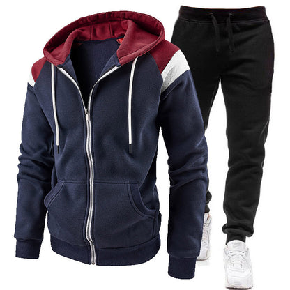 Men's Fashion Zip-up Hoodie Sweatshirt Set