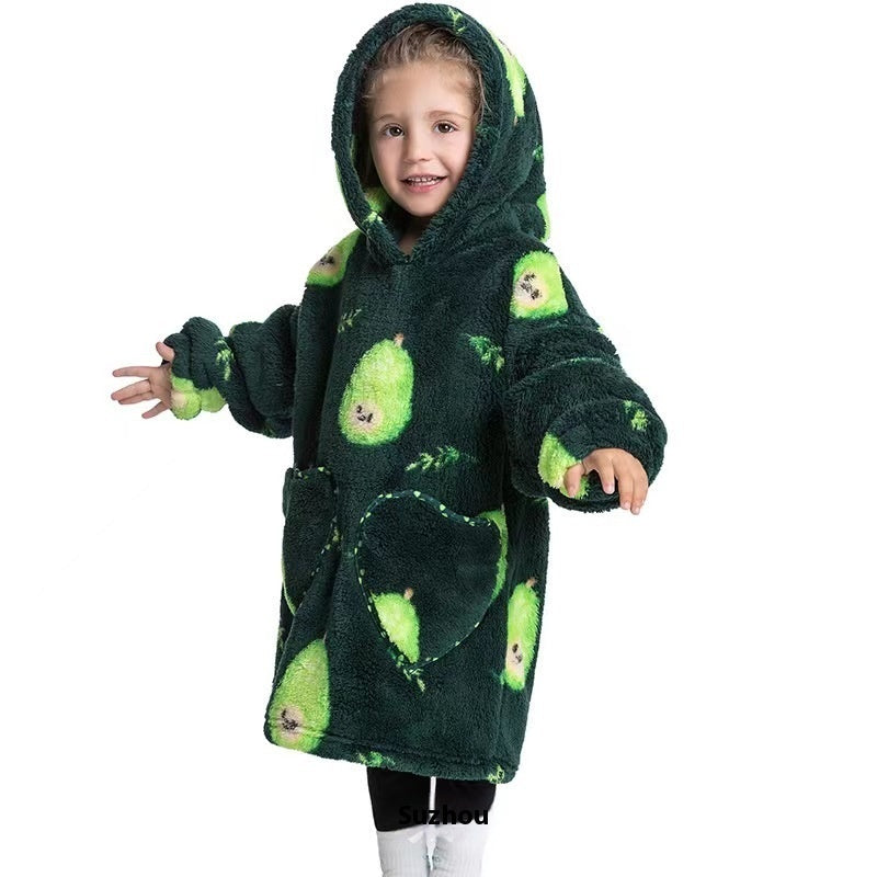 Vêtements confortables en velours de coton résistants au froid pour garçons et filles, couverture à capuche épaisse grande taille, vêtements de nuit pour enfants