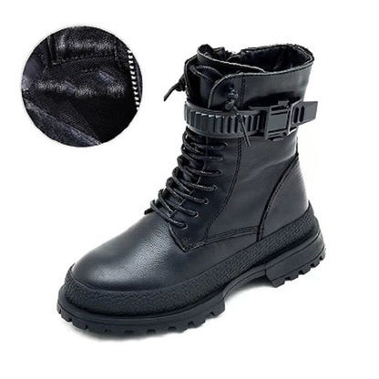 Bottes Martin pour enfants en cuir à bout rond, stylée pour l'automne. Confortable