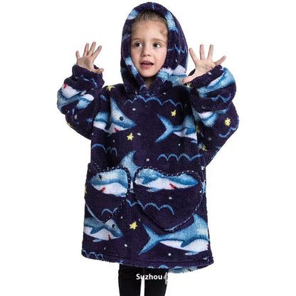 Vêtements confortables en velours de coton résistants au froid pour garçons et filles, couverture à capuche épaisse grande taille, vêtements de nuit pour enfants