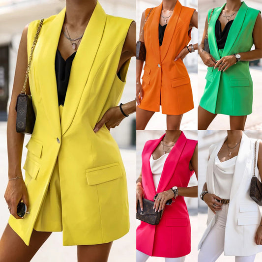 Veste de costume mi-longue pour femme, nouvelle collection.