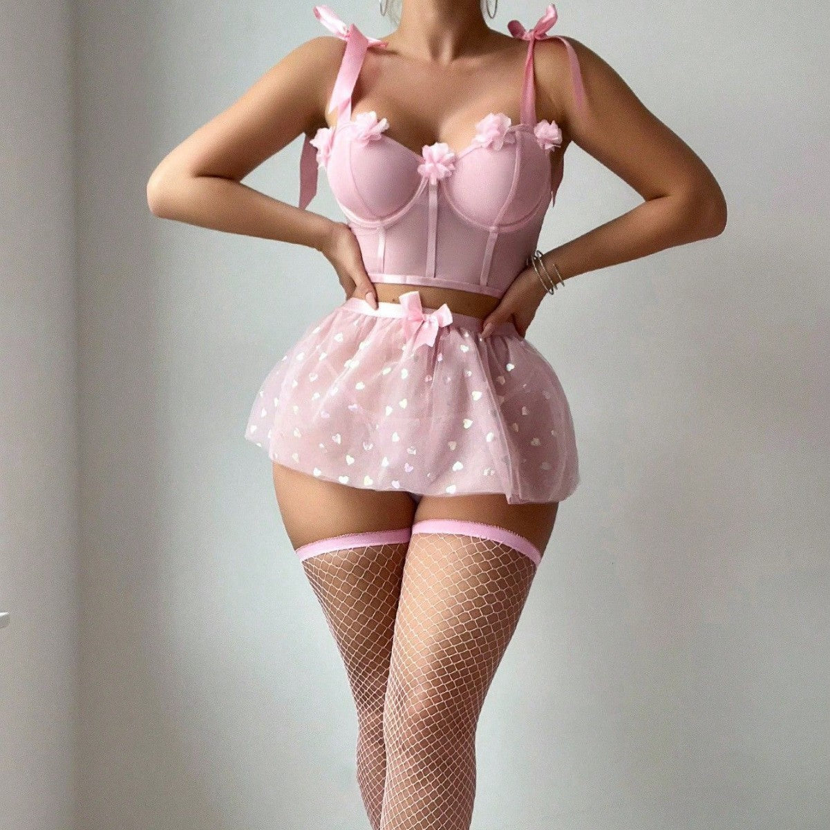 Pyjama coquette en maille transparente à fente Pure Desire pour femme