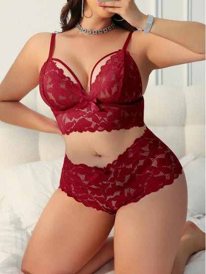 Lace Figure-hugging Bra Set With A Sheer Designseductive Sleepwear And Lingerie