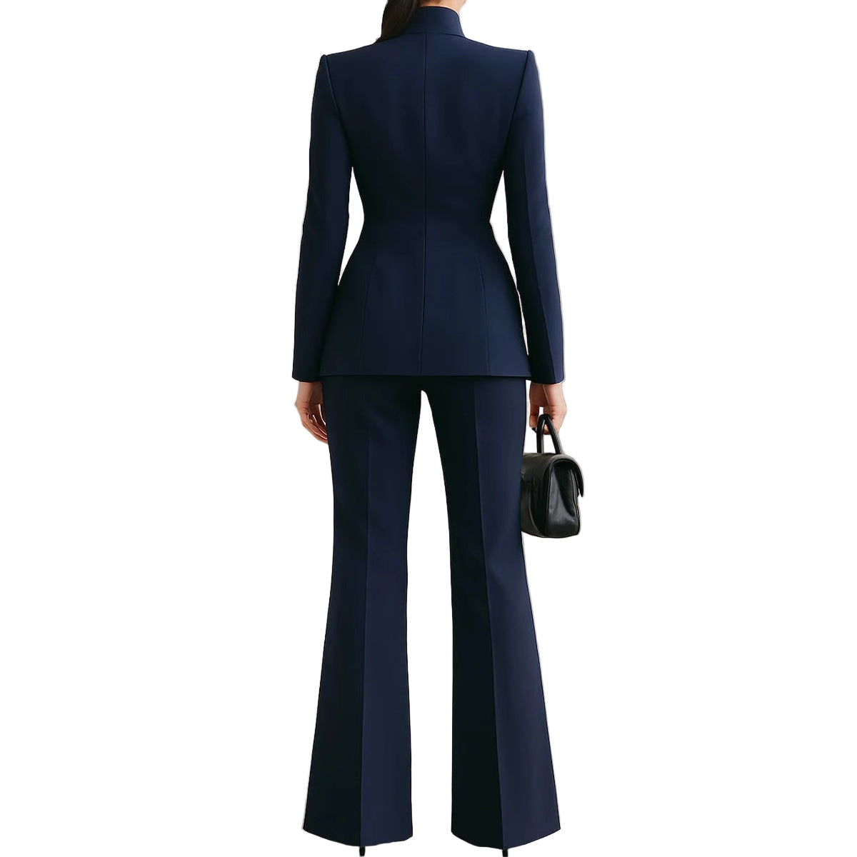 Long Sleeve Solid Color Pocket One Button Small Suit Two-piece Pants