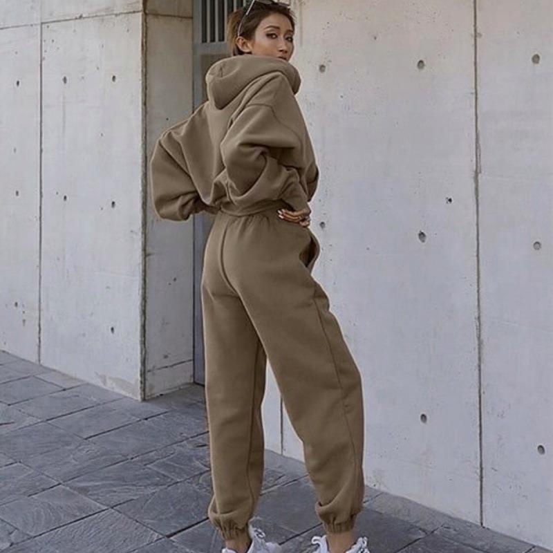 Nouveau style automne et hiver pour femmes, nouveau manteau à capuche décontracté, combinaison de sport
