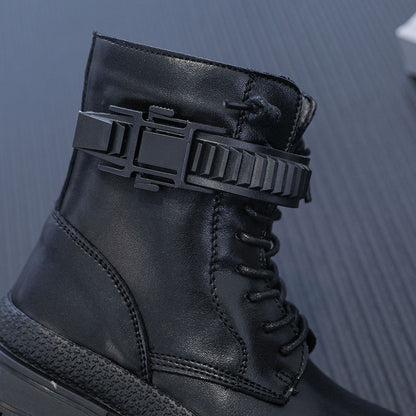 Bottes Martin pour enfants en cuir à bout rond, stylée pour l'automne. Confortable