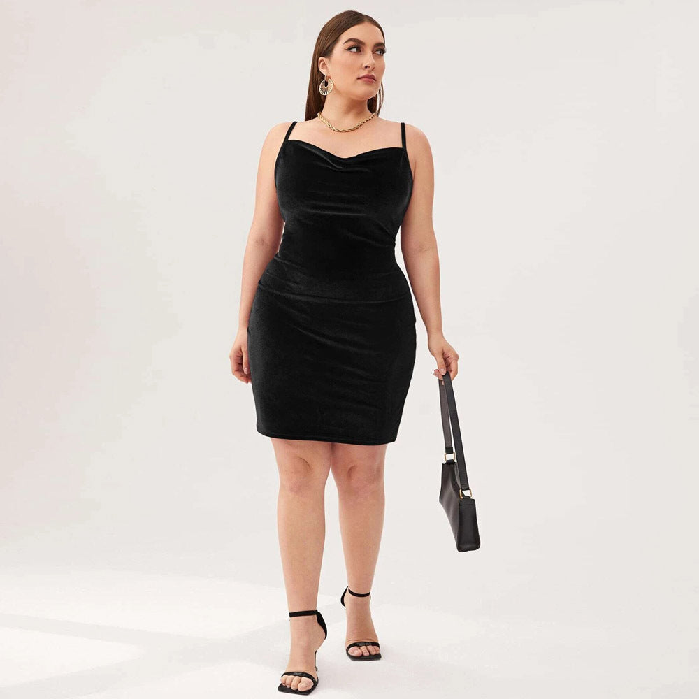 Elegant And Temperamental Women's Waist-cinching And Hip-hugging Velvet Banquet Dress