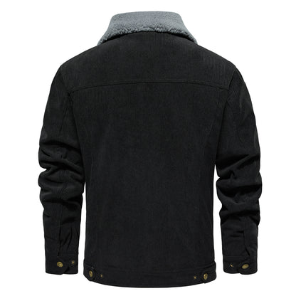 Veste d'hiver en velours côtelé pour homme, doublée chaude et épaisse, mode