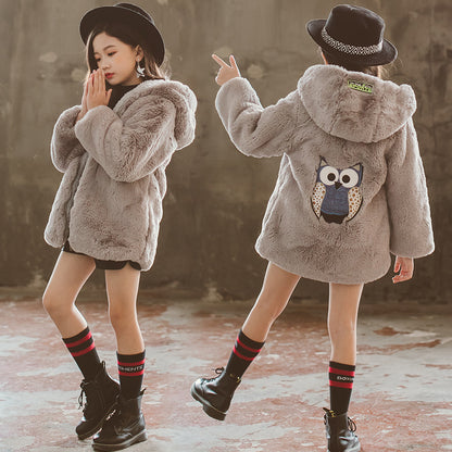 Manteau en fausse fourrure pour fille, taille moyenne et grande, épais, thermique, en fourrure, vêtements d'hiver pour enfants, nouveau manteau en laine artificielle