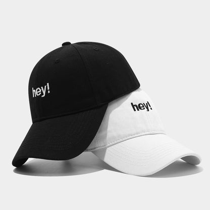 Creative Letters Hey Embroidery Soft Top Peak Cap