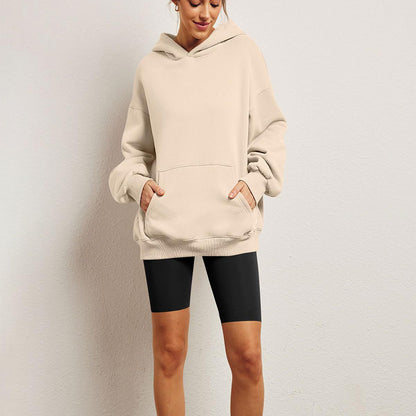 Sweats à capuche surdimensionnés pour femmes, sweats amples en polaire avec poche, pulls à manches longues, tenues d'hiver et d'automne, vêtements de sport