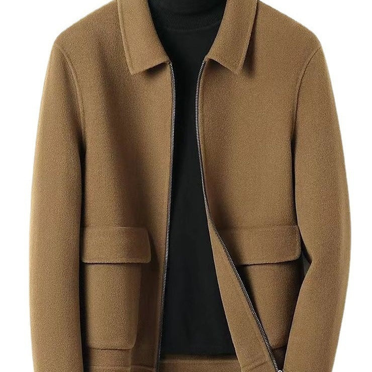 Manteau pour homme, épais, double face, revers en laine, décontracté