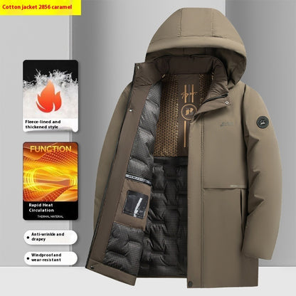 Mid-length Cotton-padded Coat Men's Windproof Thick Warm Jacket