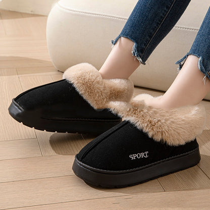 Chaussons confortables et doux pour femmes, chaussures à plateforme antidérapantes avec doublure en fausse fourrure, semelle silencieuse et ajustement confortable pour l'intérieur
