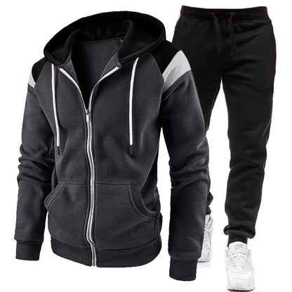 Men's Fashion Zip-up Hoodie Sweatshirt Set
