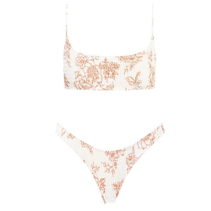 European And American Tube Top Pleated INS Triangle Double-sided Swimsuit