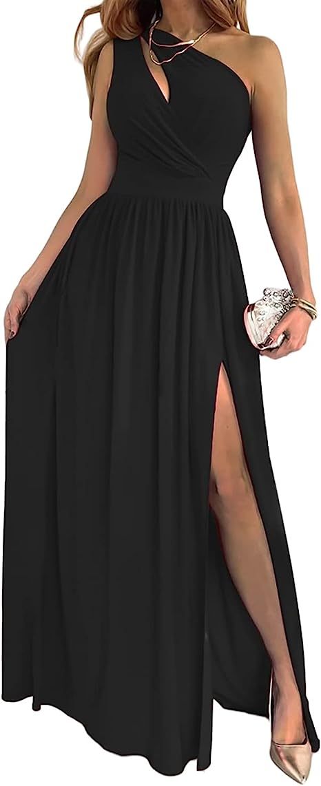 Robe longue pour femme d'une couleur unie,  un tissu léger et confortable avec une ouverture sur le devant.