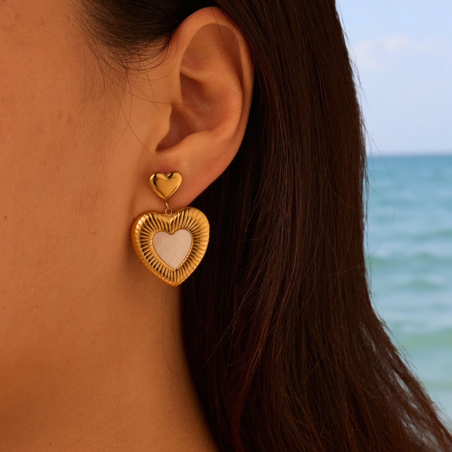 Boucle d'oreille coeur magnifique.