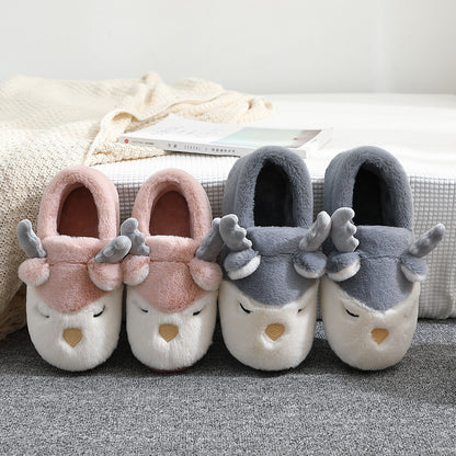 Pantoufles d'hiver pour la maison, pantoufles de chambre en peluche d'élan